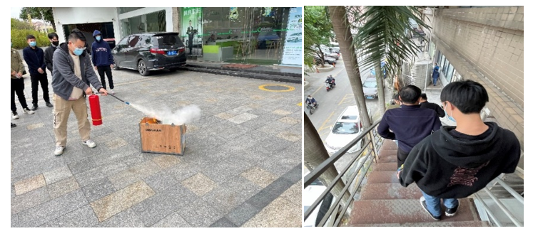 廣州廈滘項(xiàng)目部應(yīng)急逃生疏散演練及滅火器使用